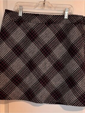 ANN TAYLOR LOFT WOOL BLEND SHORT PLAID SKIRT CLASSIC PURPLE GREY BLACK 10P